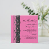 French Lace Birthday Invitation (fuchsia) (Debout devant)