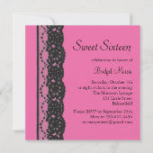 French Lace Birthday Invitation (fuchsia) (Devant)