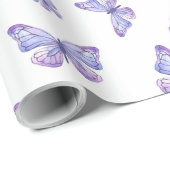French Lavender Butterfly Pattern Cadeaupapier (Rol Hoek)