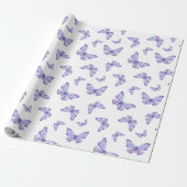 French Lavender Butterfly Pattern Cadeaupapier (Uitgerold)