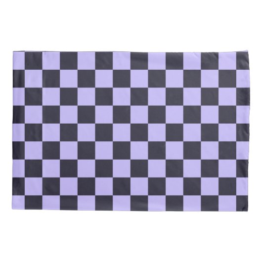 French lilac checkerboard pattern kussensloop (Achterkant-Links)