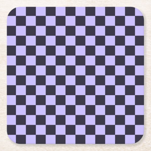 French lilac checkerboard pattern vierkante kartonnen onderzetter (Voorkant)
