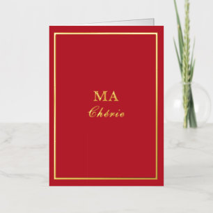 French Macaron Ma Cherie Bright Red Folie Feestdagenkaart