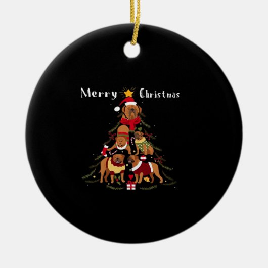 French Mastiff Dogue de Bordeaux Christmas Tree Xm Keramisch Ornament (Voorkant)