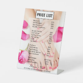 French Nails & Rozen Manicure Salon Prijslijst Reclamebord Met Voetstuk