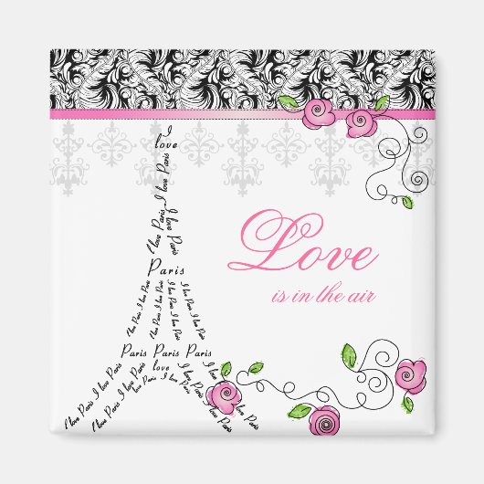 French Paris Love Magnet Rose (Devant)