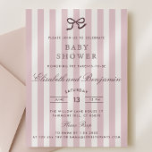 French Pink Bow & Stripes Baby shower Invitation