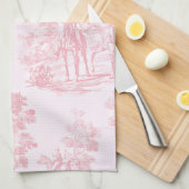 French Pink Toile de Juoy Pattern Theedoek (Quarter Fold)