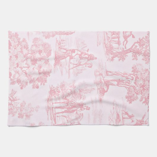 French Pink Toile de Juoy Pattern Theedoek (Horizontaal)