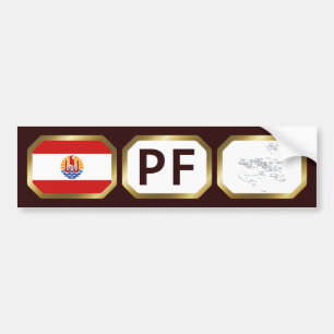 French Polynesia Flag Map Code Bumper Sticker