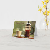 French Press Coffee Verjaardag Kaart (Gele Bloem)