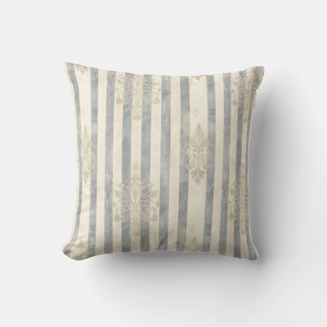 French Retro Damask Stripe Throw Pillow Kussen (Voorkant)