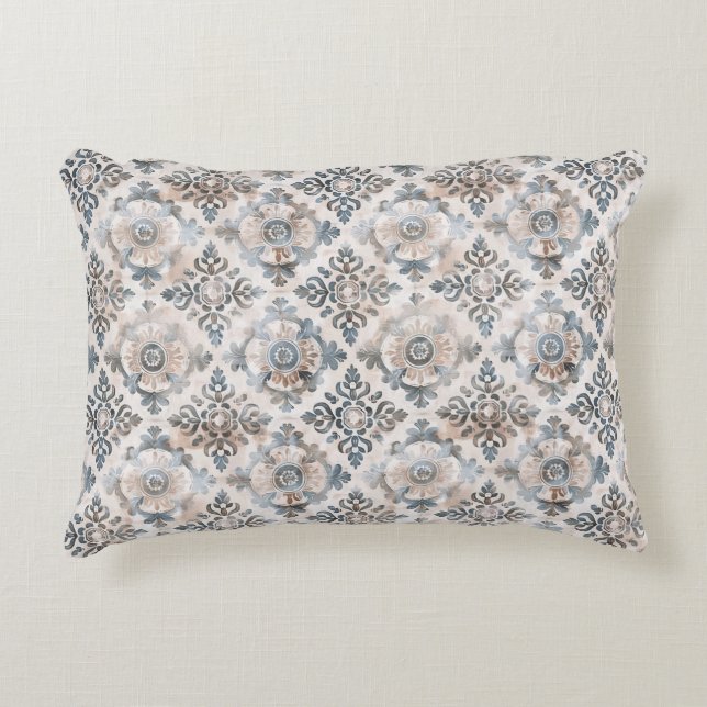 French Retro Floral Tile Accent Pillow Kussen (Voorkant)