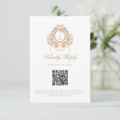 French Rococo Rose Monogram Wedding QR Code RSVP Kaartje (Staand voorkant)