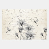 French Script Wildflower Dragonfly Decoupage Craft Inpakpapier Vel (Voorkant 3)