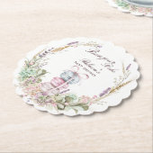 French Stack of Macarons in wreath bonjour bebe Kartonnen Onderzetters (Gekanteld)