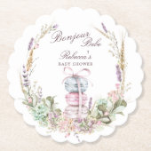 French Stack of Macarons in wreath bonjour bebe Kartonnen Onderzetters (Voorkant)