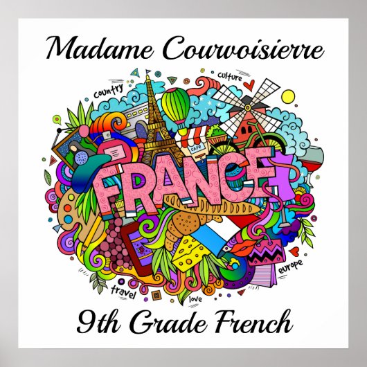 French Teacher or France Art Poster (Devant)