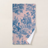 French toile de jouy bleu et rose élégant (Serviette à main)