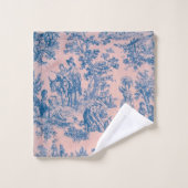 French toile de jouy bleu et rose élégant (Gant de toilette)