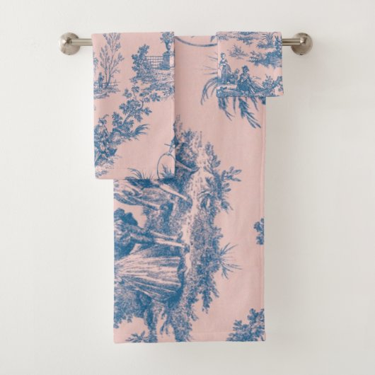 French toile de jouy bleu et rose élégant (En situation)