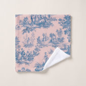 French toile de jouy bleu et rose élégant (Gant de toilette)