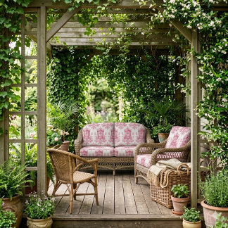 French Toile de Jouy Pink Luxury Chariot Vintage  Stof