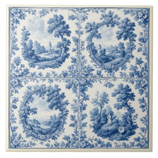 French Toile De Juoy Pastoral Rustic Country Blue Tegeltje