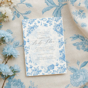 French Toile Floral Beer Baby shower Kaart