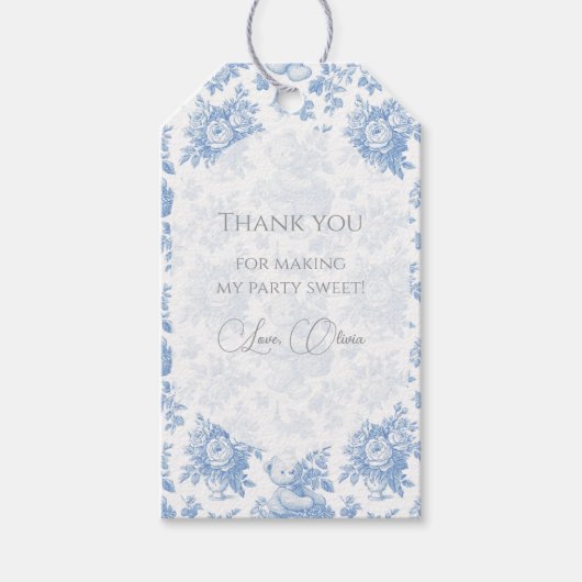 French Toile Floral Beer Cadeaulabel (Voorkant)