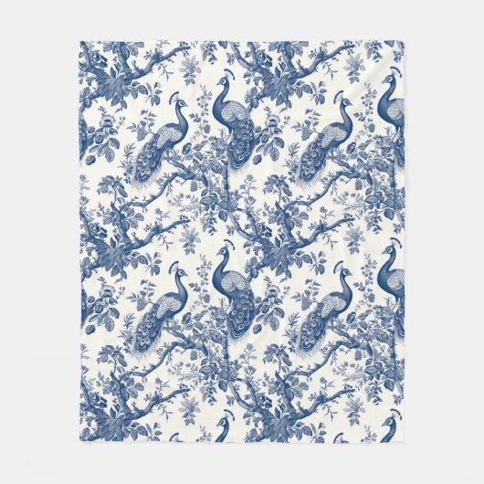 French Toile Peacock Pattern Fleece Deken (Voorkant)