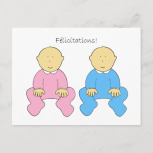 French Twins Boy and Girl Briefkaart