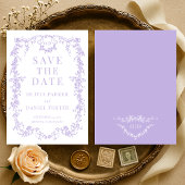 French Victorian Purple Lilac Save the Date