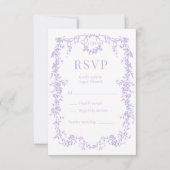 French Victorian Purple Lilac Wedding RSVP  (Devant)