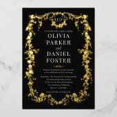 French Victorian Wedding Gold  Folie Uitnodiging (Voorkant)