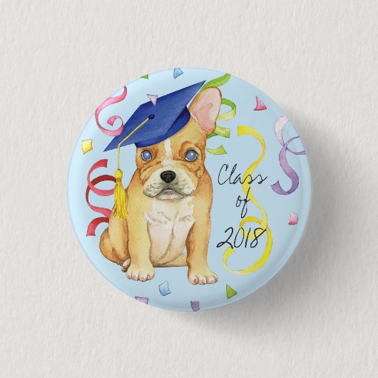 Frenchie Afstuderen Ronde Button 3,2 Cm (Voorkant)