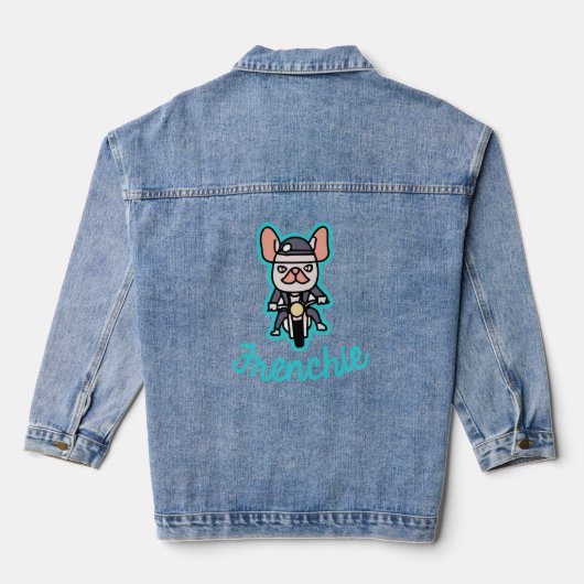 Frenchie Biker Motorcycle Dog Eigenaar Frenchie Fu Denim Jacket (Achterkant)