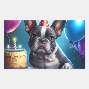 Frenchie Birthday Bash: Een echte Franse bulledog Rechthoekige Sticker
