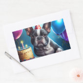 Frenchie Birthday Bash: Een echte Franse bulledog Rechthoekige Sticker (Envelop)