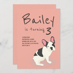 Frenchie Bulldog Chien chiot Invitation d'annivers