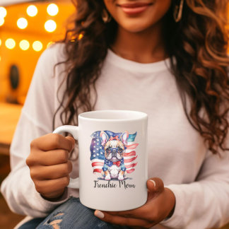 Frenchie Bulldog Mom Patriotic USA Flag Extra Grote Beker