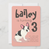 Frenchie Bulldog Puppy Dog Birthday Uitnodiging (Voorkant)