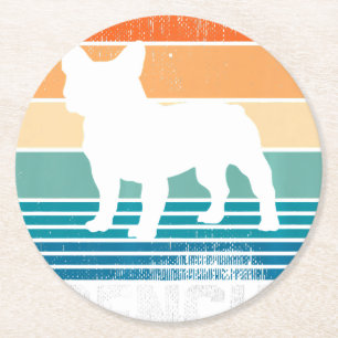 Frenchie Bulldog Retro Sunset Love Ronde Kartonnen Onderzetter