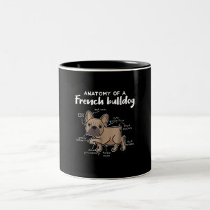 Frenchie-cadeau  Anatomie van een Franse bulledog  Tweekleurige Koffiemok