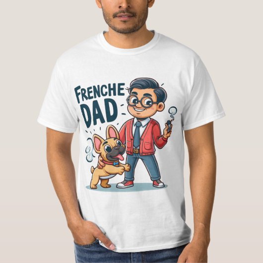 Frenchie Dad Cartoon Design T-shirt (Voorkant)