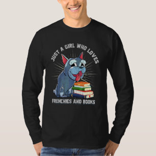 Frenchie Dog Book Reading Girls Women French Bull T-shirt