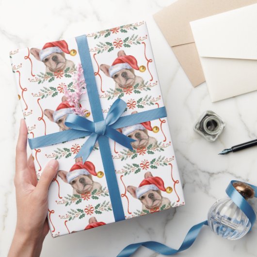 Frenchie Dog Christmas Wrapping Paper Cadeaupapier (Geschenken)