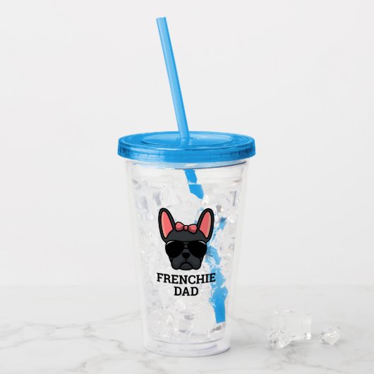 Frenchie Dog Dad Black Bulldog Acryl Drinkbeker (Voorkant ijs)