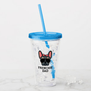 Frenchie Dog Dad Blue en Tan French Bulldog Acryl Drinkbeker