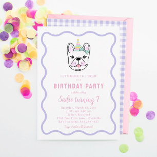 Frenchie Dog Invitation de fête d'anniversaire